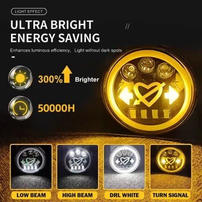 HYNBYZJ 7 Inch LED Headlight DRL Daytime Running Lights High Power Hi/Lo Beam For Ford Jeep Wrangler Lada Niva Motorcycle Light